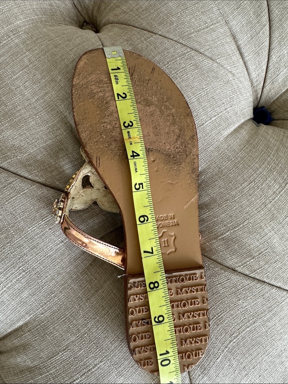 Mystique Tan Jeweled Thong Sandals - Picture 5 of 9